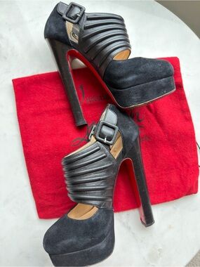 Christian Louboutin Black Suede Platform Heels